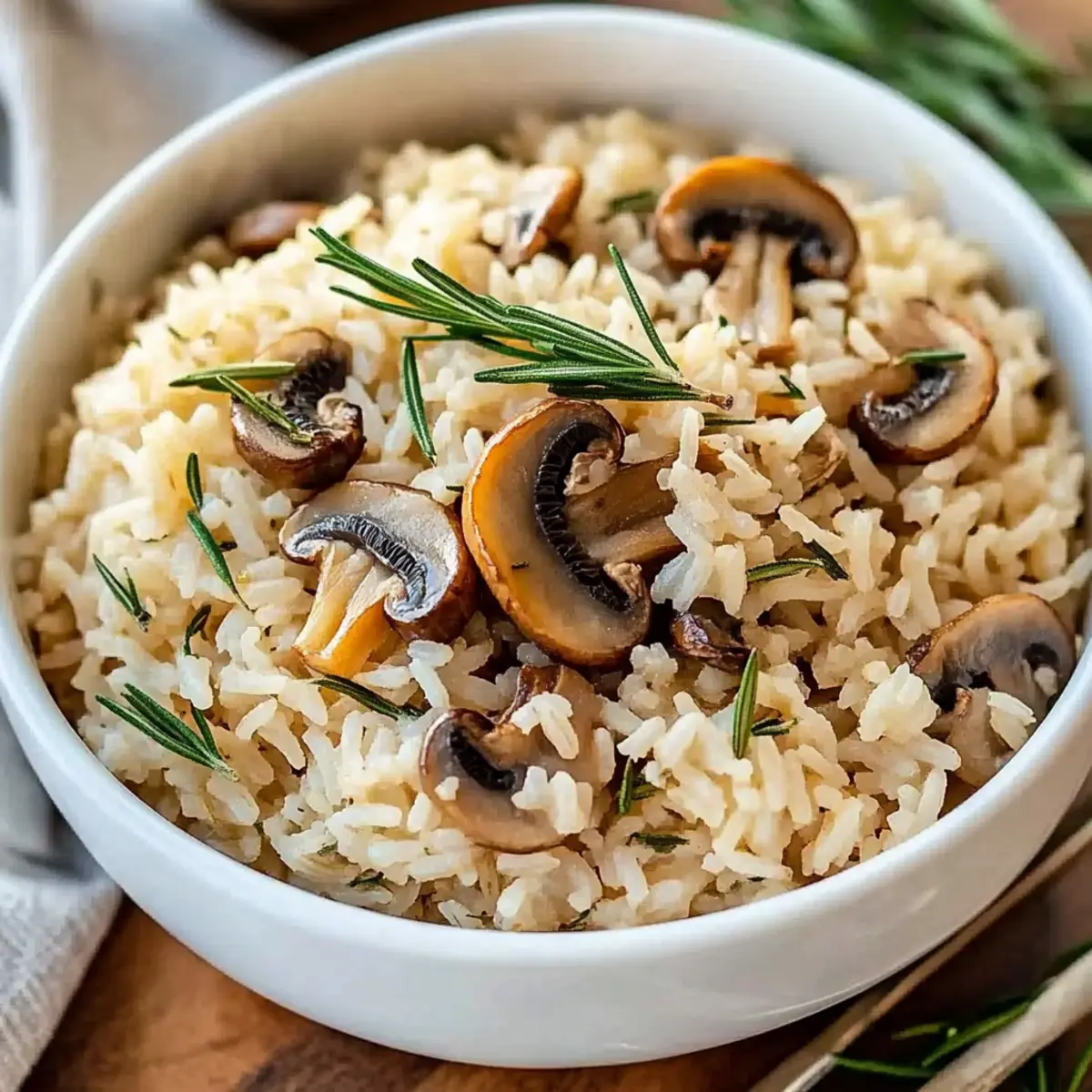 Delicious Rosemary Mushroom Rice Pilaf