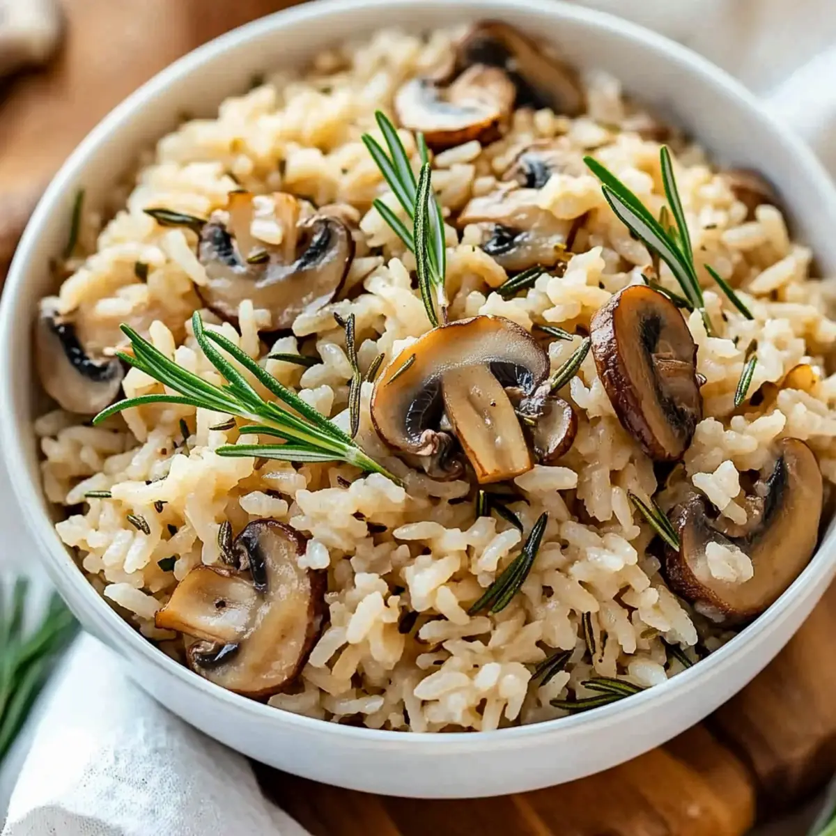 Delicious Rosemary Mushroom Rice Pilaf
