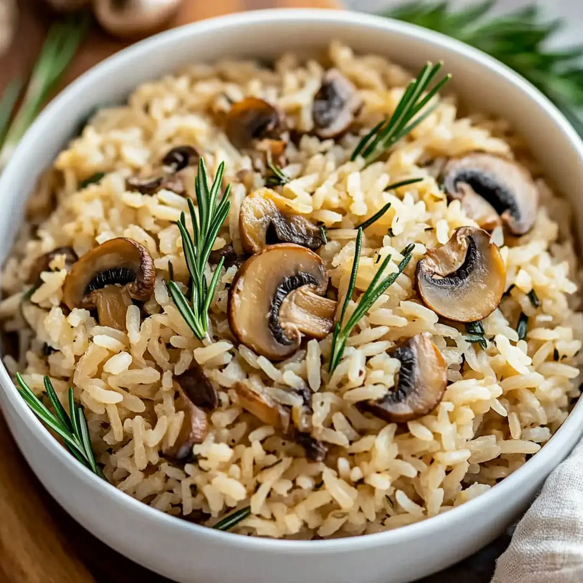 Delicious Rosemary Mushroom Rice Pilaf