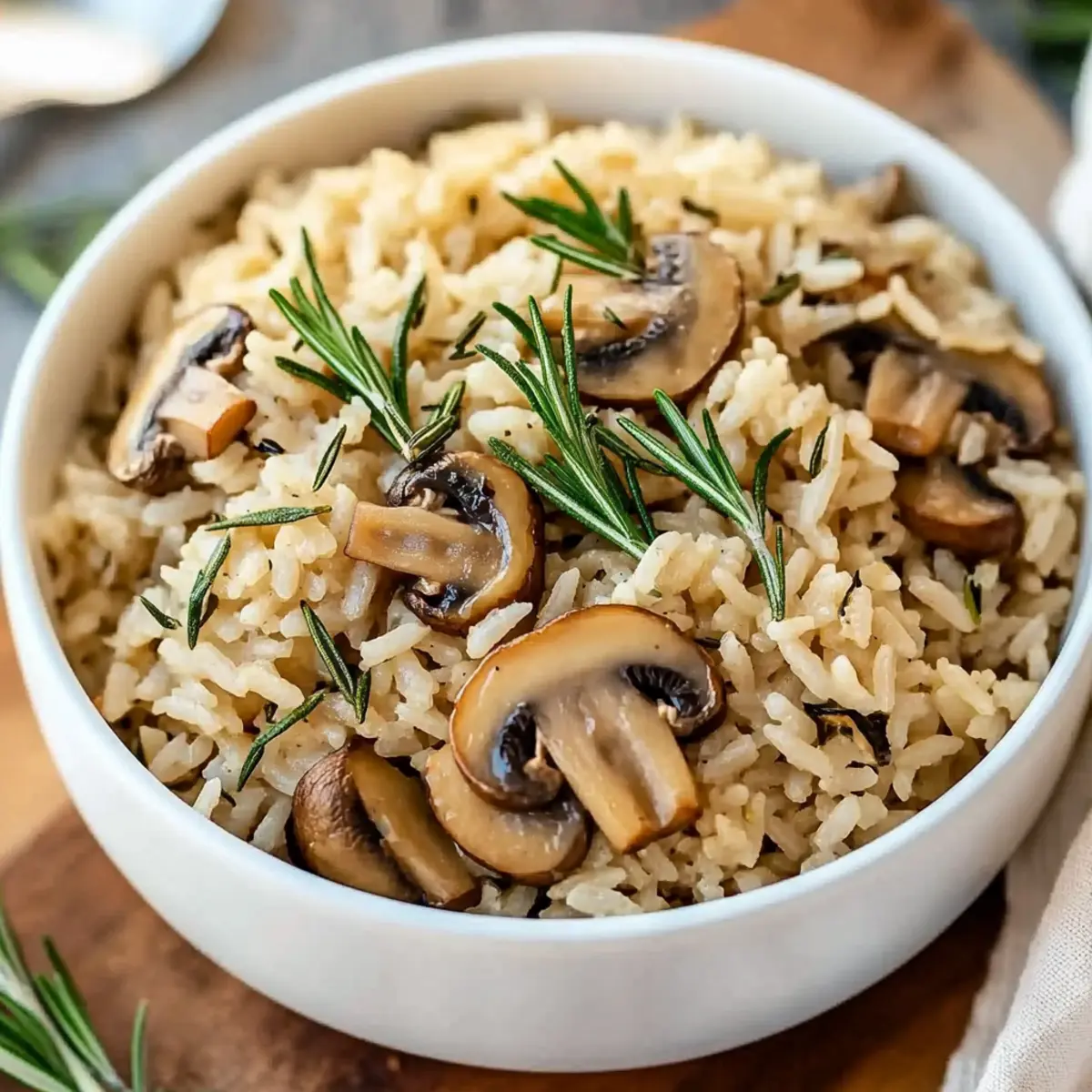 Delicious Rosemary Mushroom Rice Pilaf