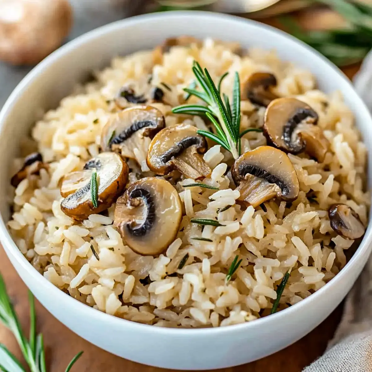 Delicious Rosemary Mushroom Rice Pilaf