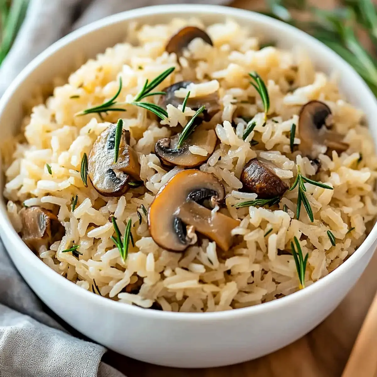 Delicious Rosemary Mushroom Rice Pilaf