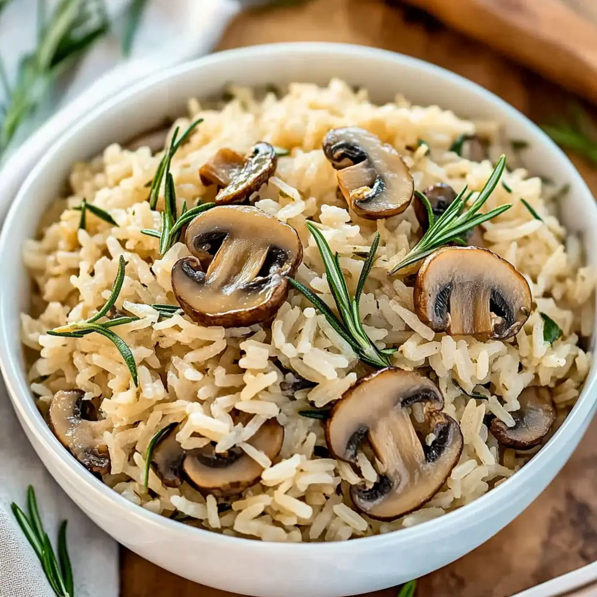 Delicious Rosemary Mushroom Rice Pilaf