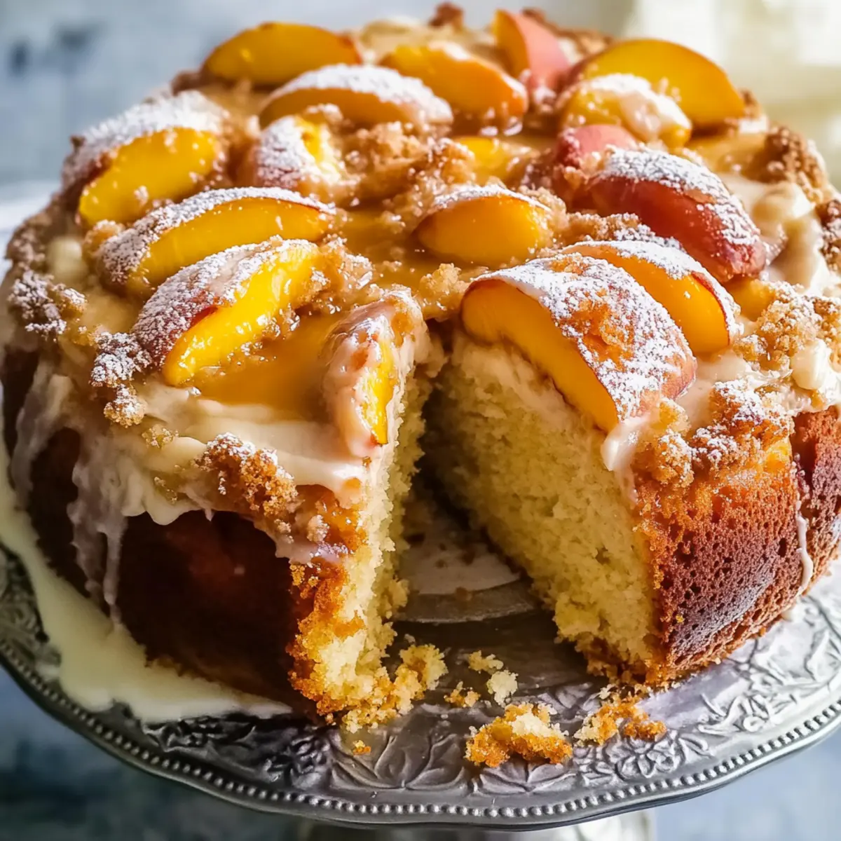Southern Peach Cobbler Pound Cake with Cream Cheese