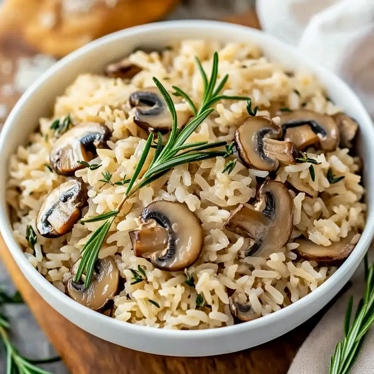 Delicious Rosemary Mushroom Rice Pilaf