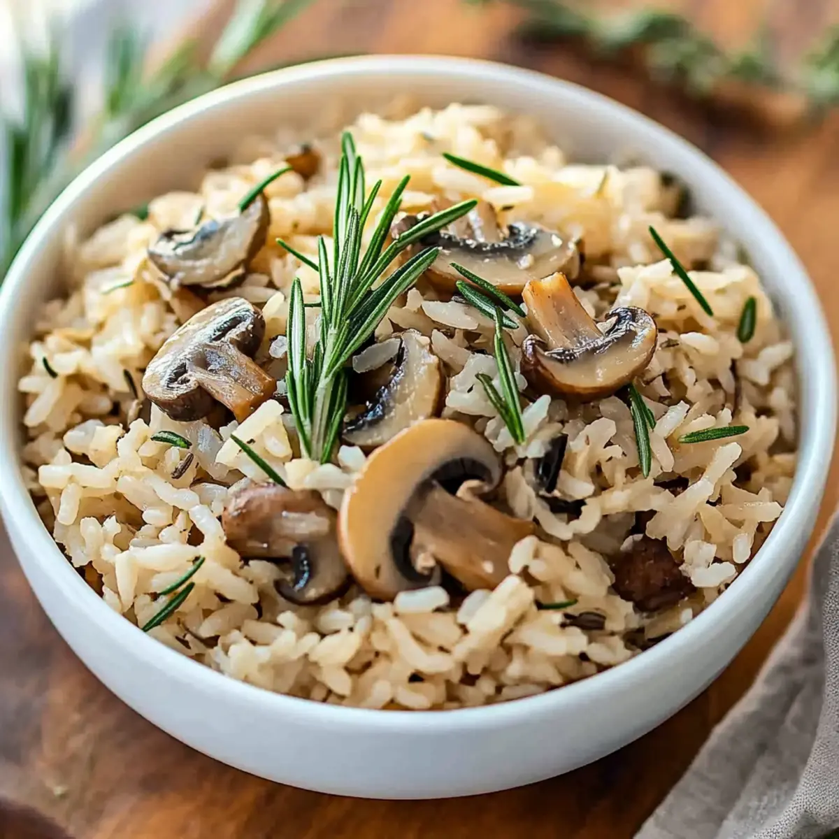 Delicious Rosemary Mushroom Rice Pilaf