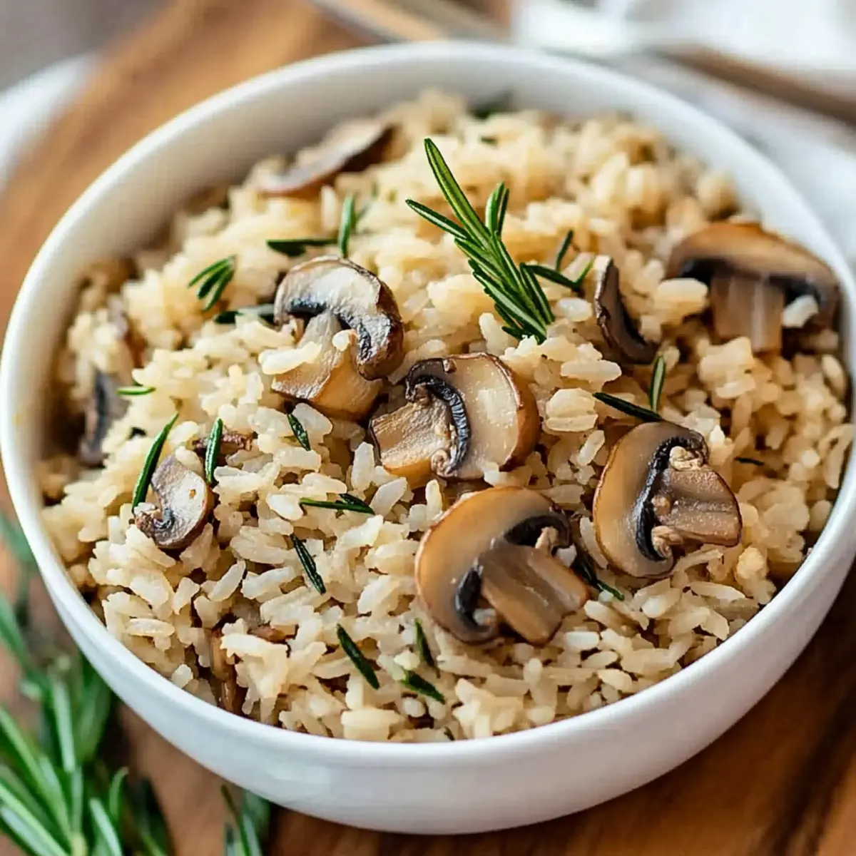 Delicious Rosemary Mushroom Rice Pilaf