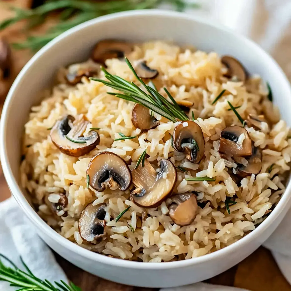 Delicious Rosemary Mushroom Rice Pilaf