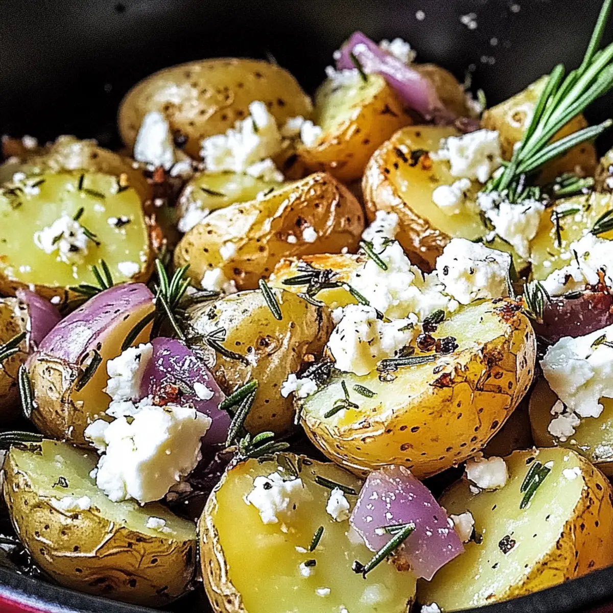 Quick smashed Greek potatoes with feta and rosemary