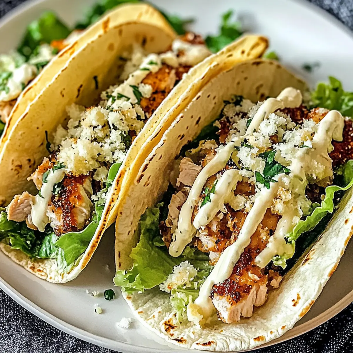Smash Chicken Caesar Tacos